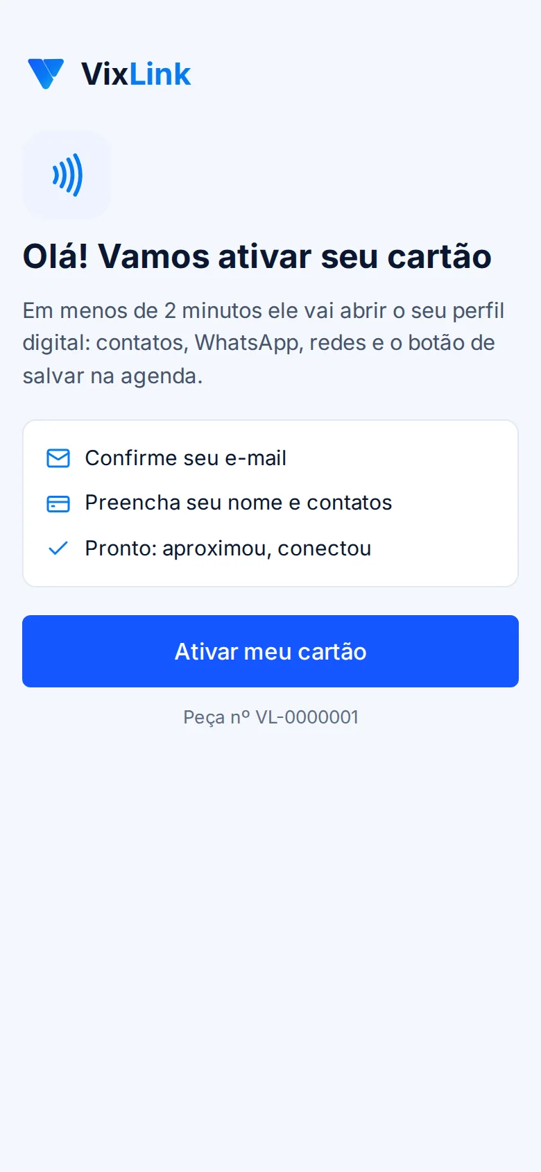 Tela: Cartão novo