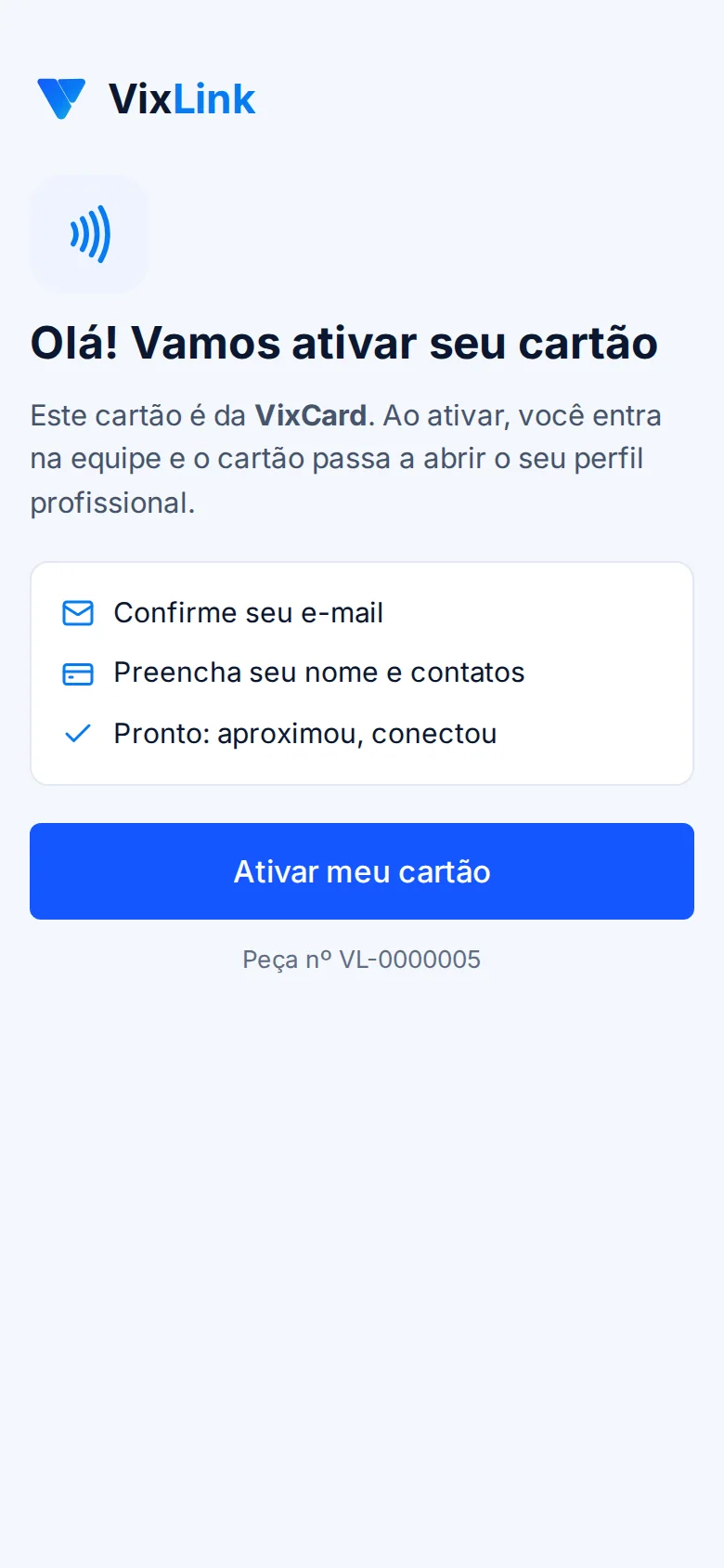 Tela: Cartão da empresa