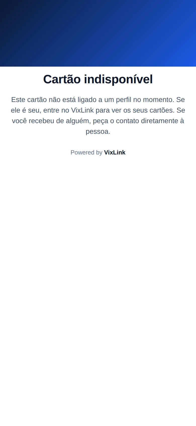 Tela: Cartão bloqueado